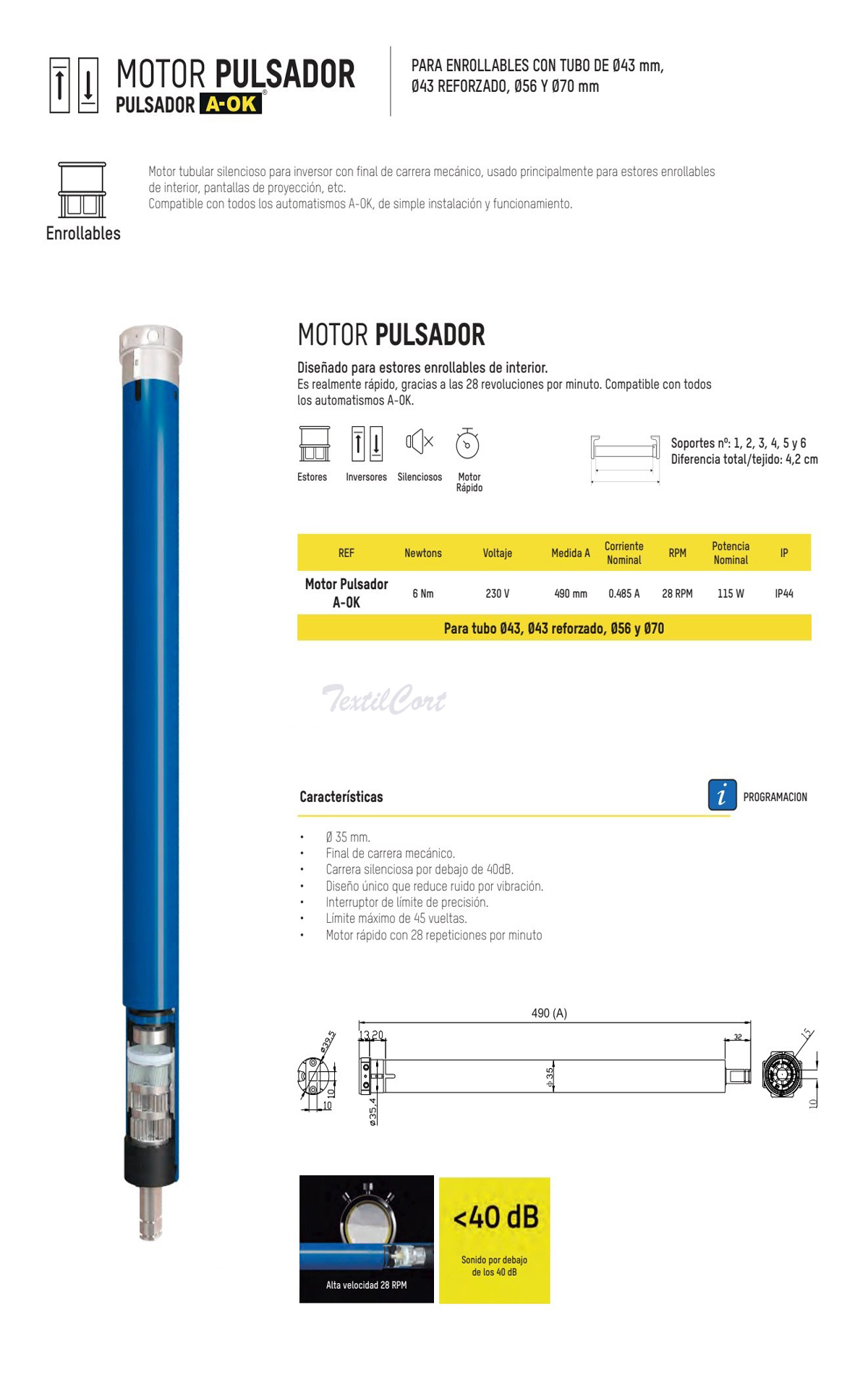 Motor Aok Pulsador Textilcort