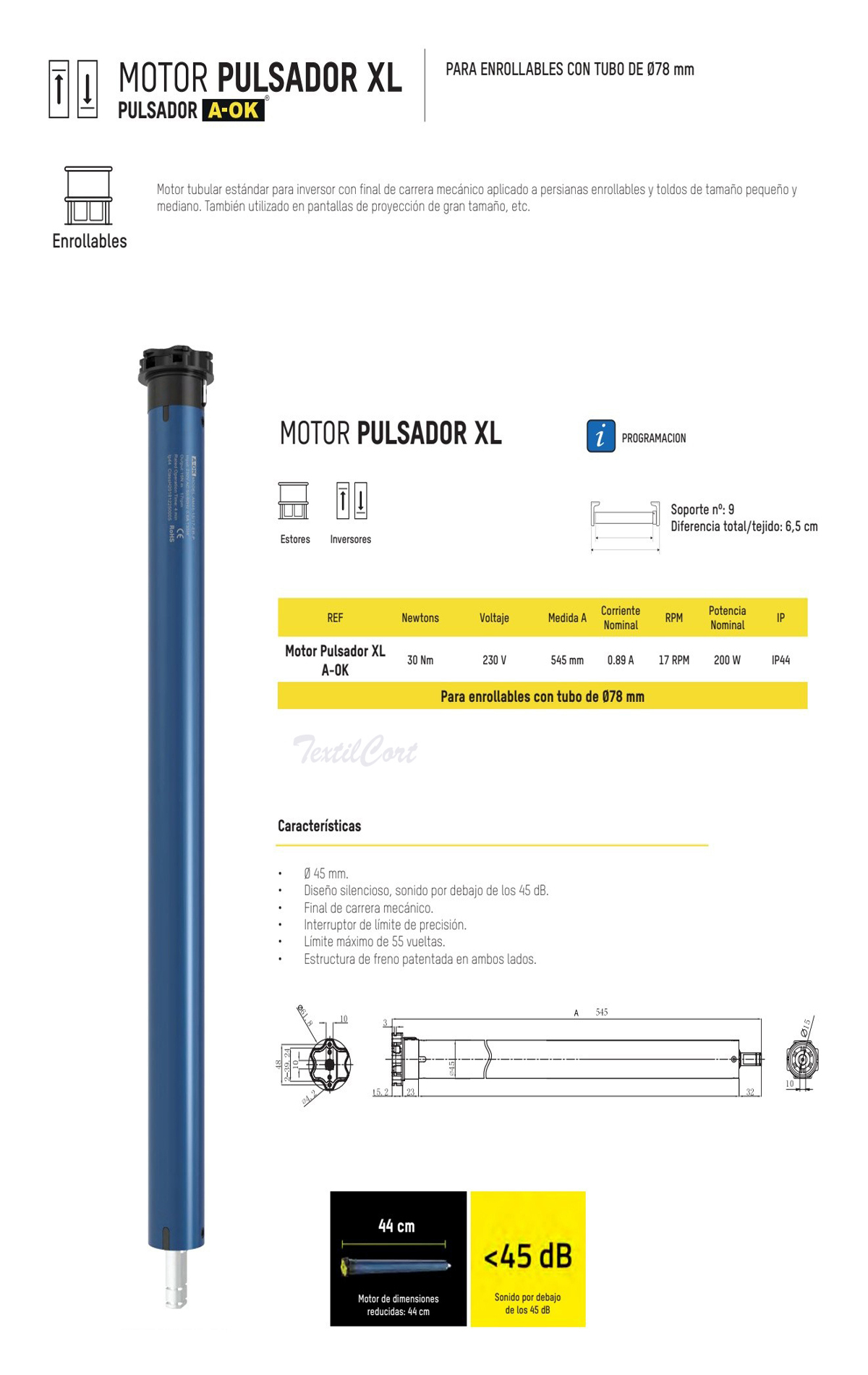Motor Aok Pulsador Xl Textilcort