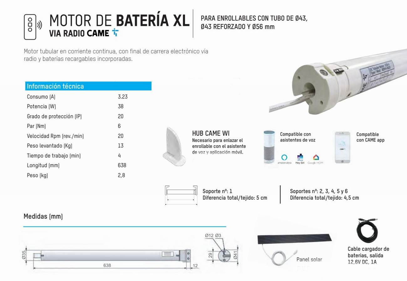 Motor Came Bateria Xl Via Radio Textilcort