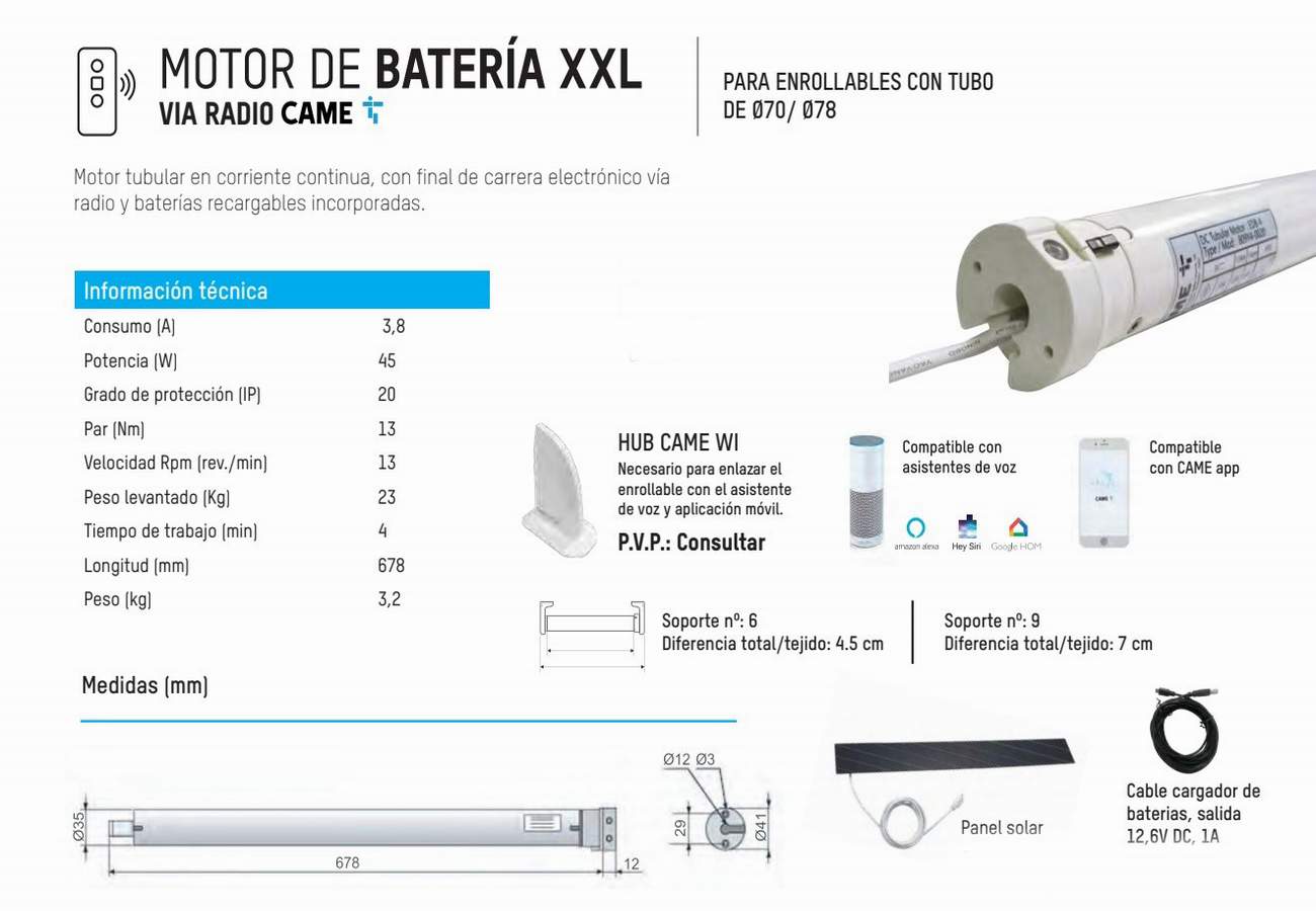 Motor Came Bateria Xxl Via Radio Textilcort