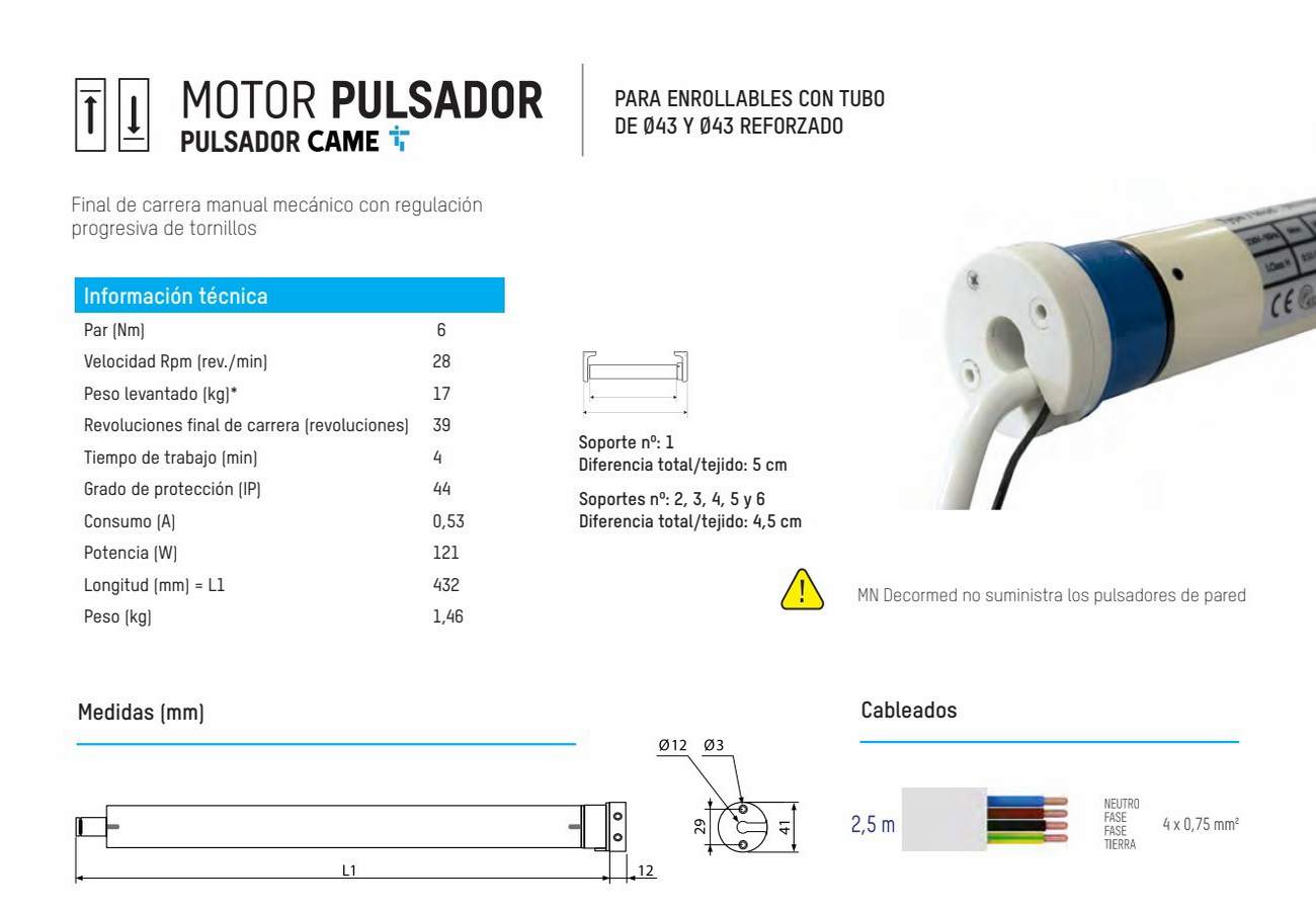 Motor Came Pulsador Textilcort