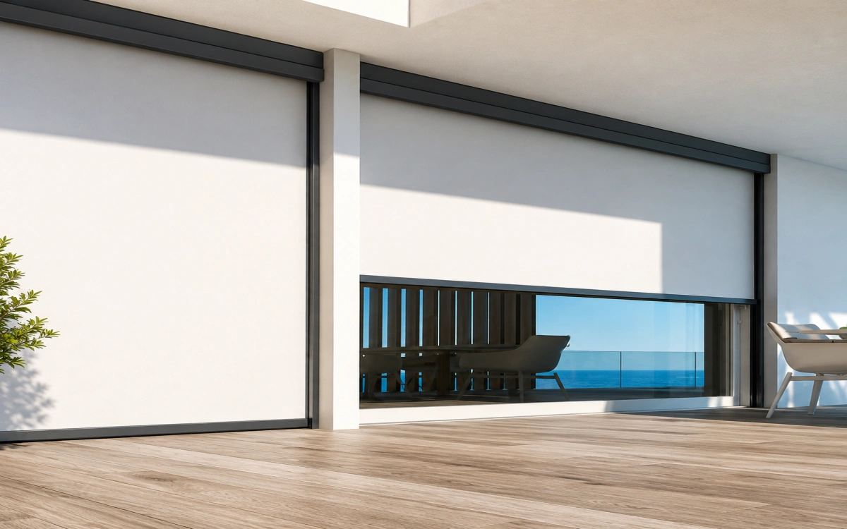 Estor enrollable exterior Wind Screen con cremallera gris perla opaco