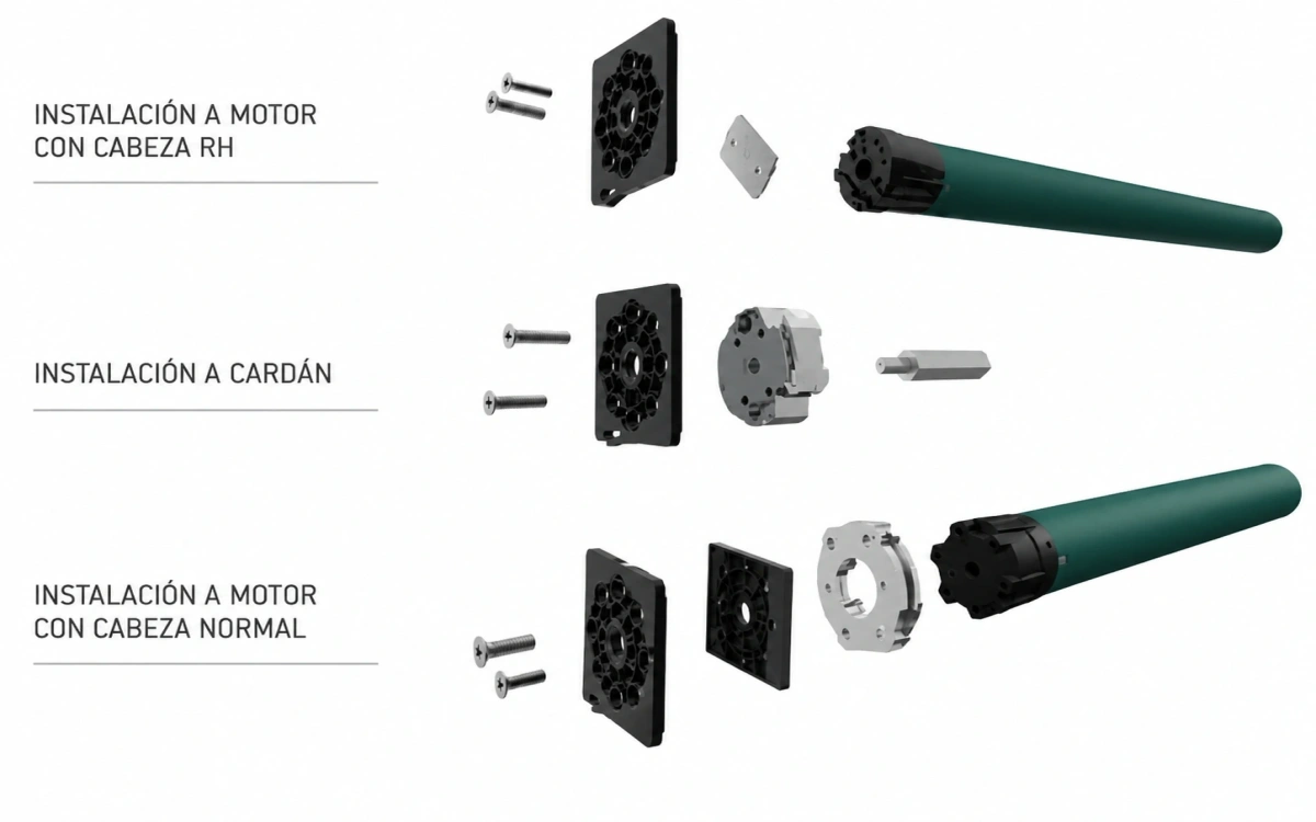 Accionamiento motorizado Somfy o manivela cardan para estores Wind Screen