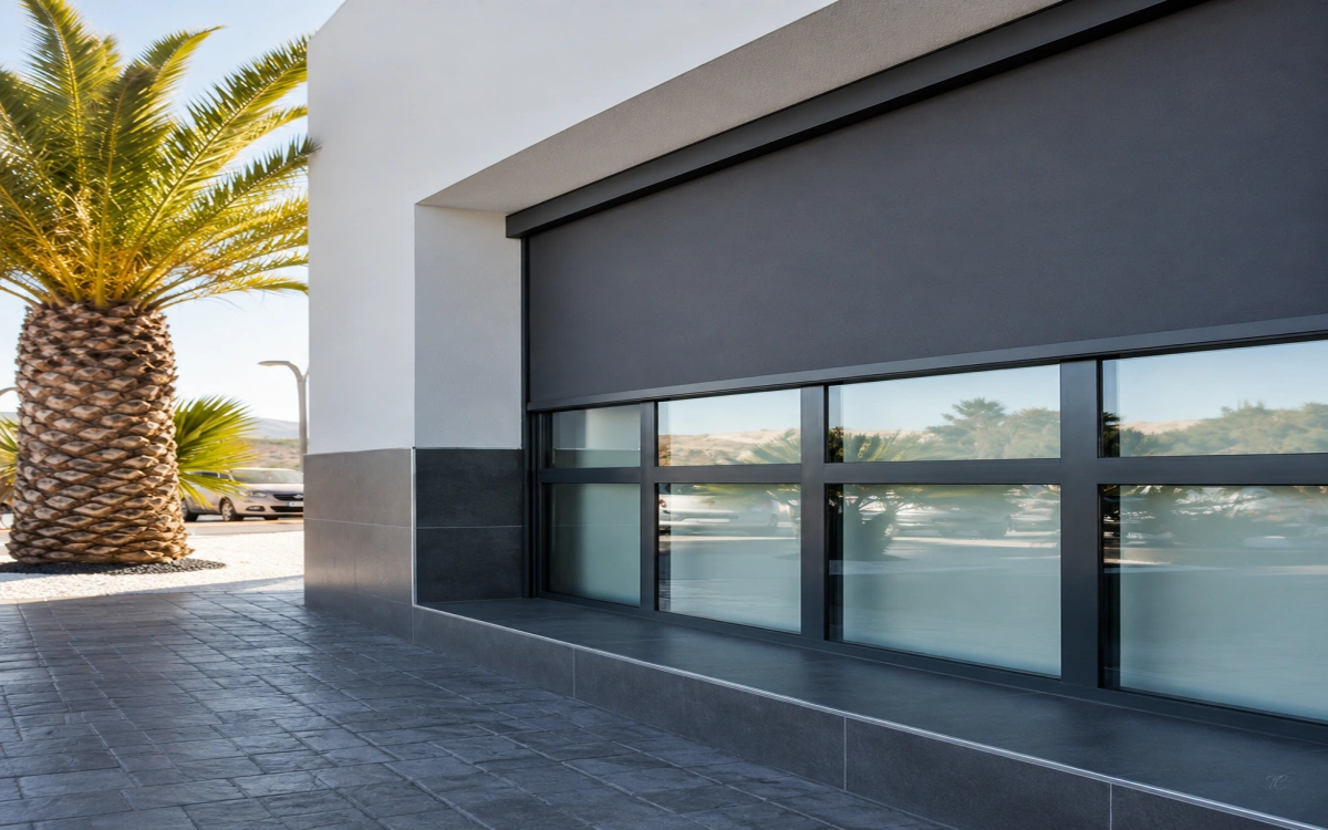 Estor enrollable exterior Wind Screen con cremallera gris oscuro opaco