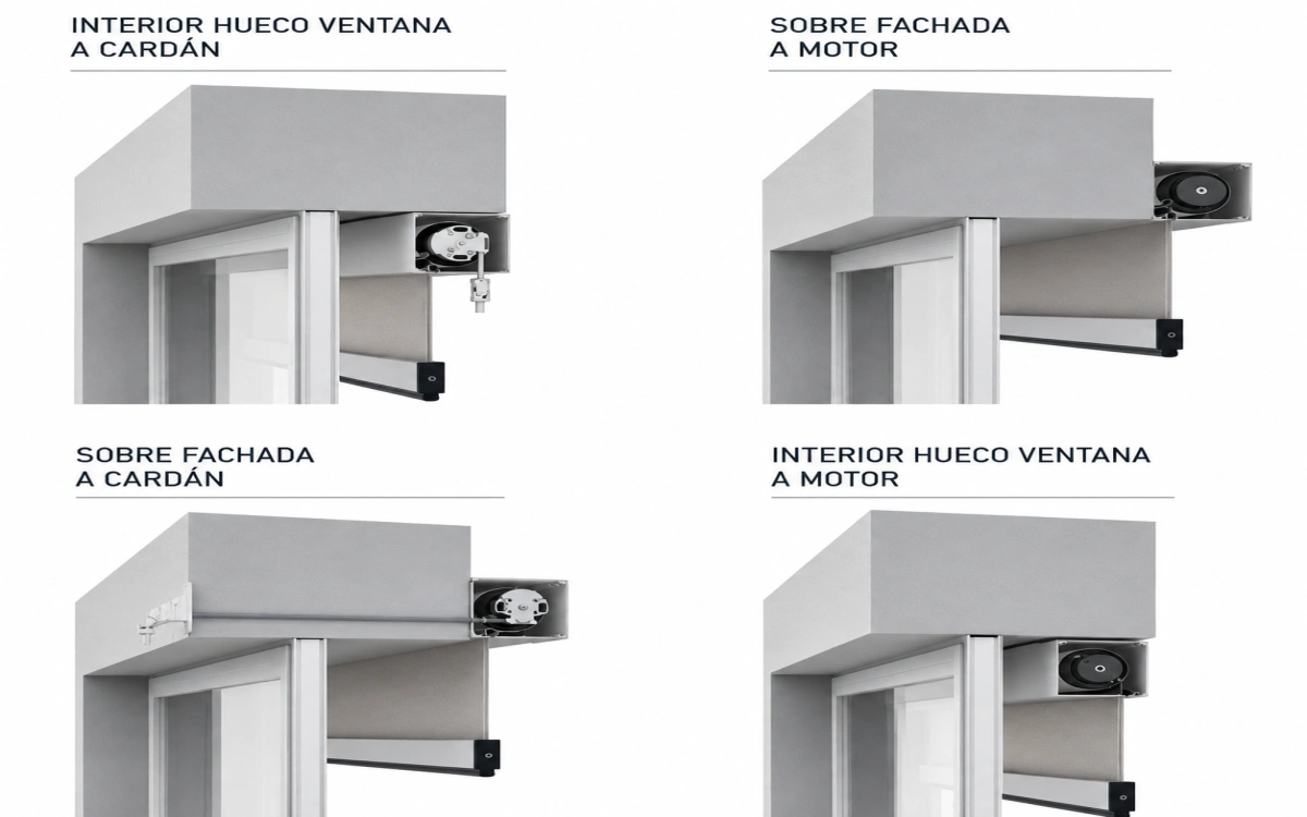 Opciones de instalación del sistema Wind Screen con cremallera