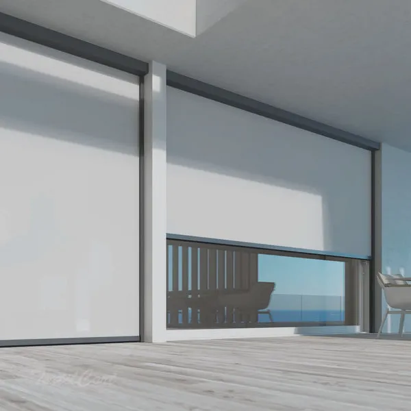 Estor enrollable exterior Wind Screen con cremallera gris perla opaco