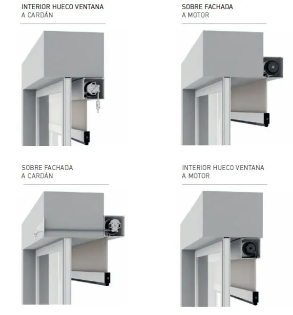 Detalles de despiece y componentes del estor Wind Screen con cremallera