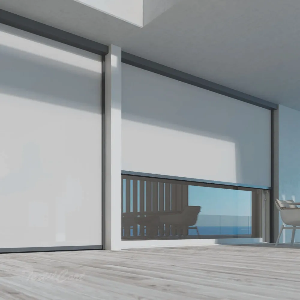 Estor enrollable exterior Wind Screen con cremallera gris perla opaco