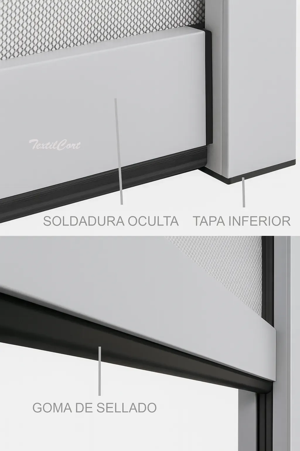 Detalle del testero y felpudo en el estor Wind Screen