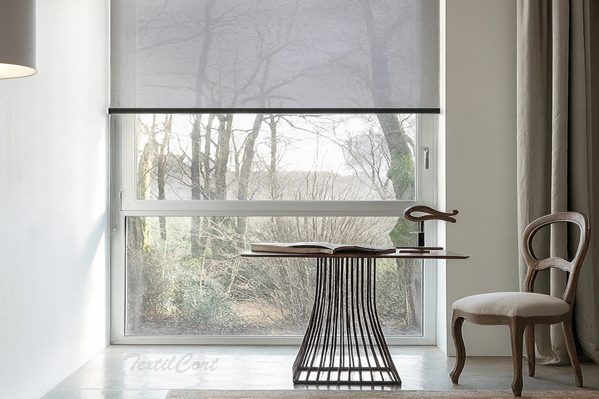 Ambiente con estor enrollable Hepalo modelo Ecoscreen