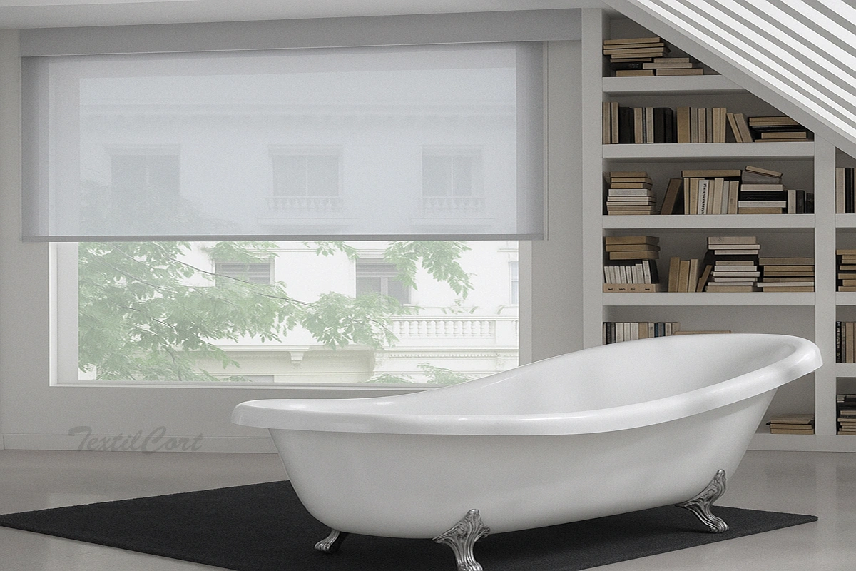Ambiente con estor enrollable Hepalo modelo Eufrates