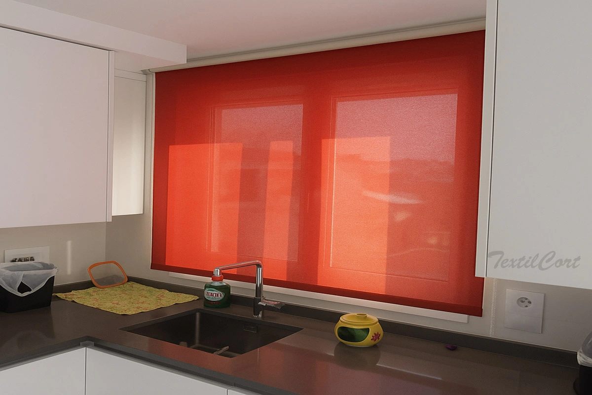 Ambiente con estor enrollable Hepalo modelo Hide