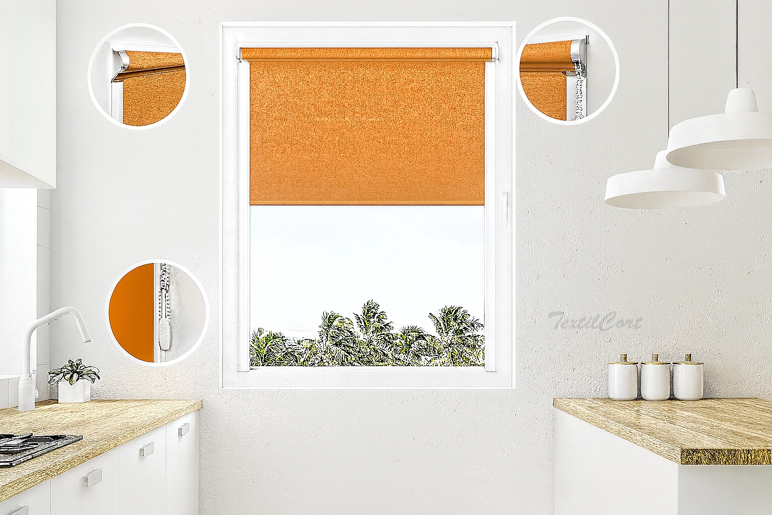 Estores enrollables minifast naranja decormed textilcort