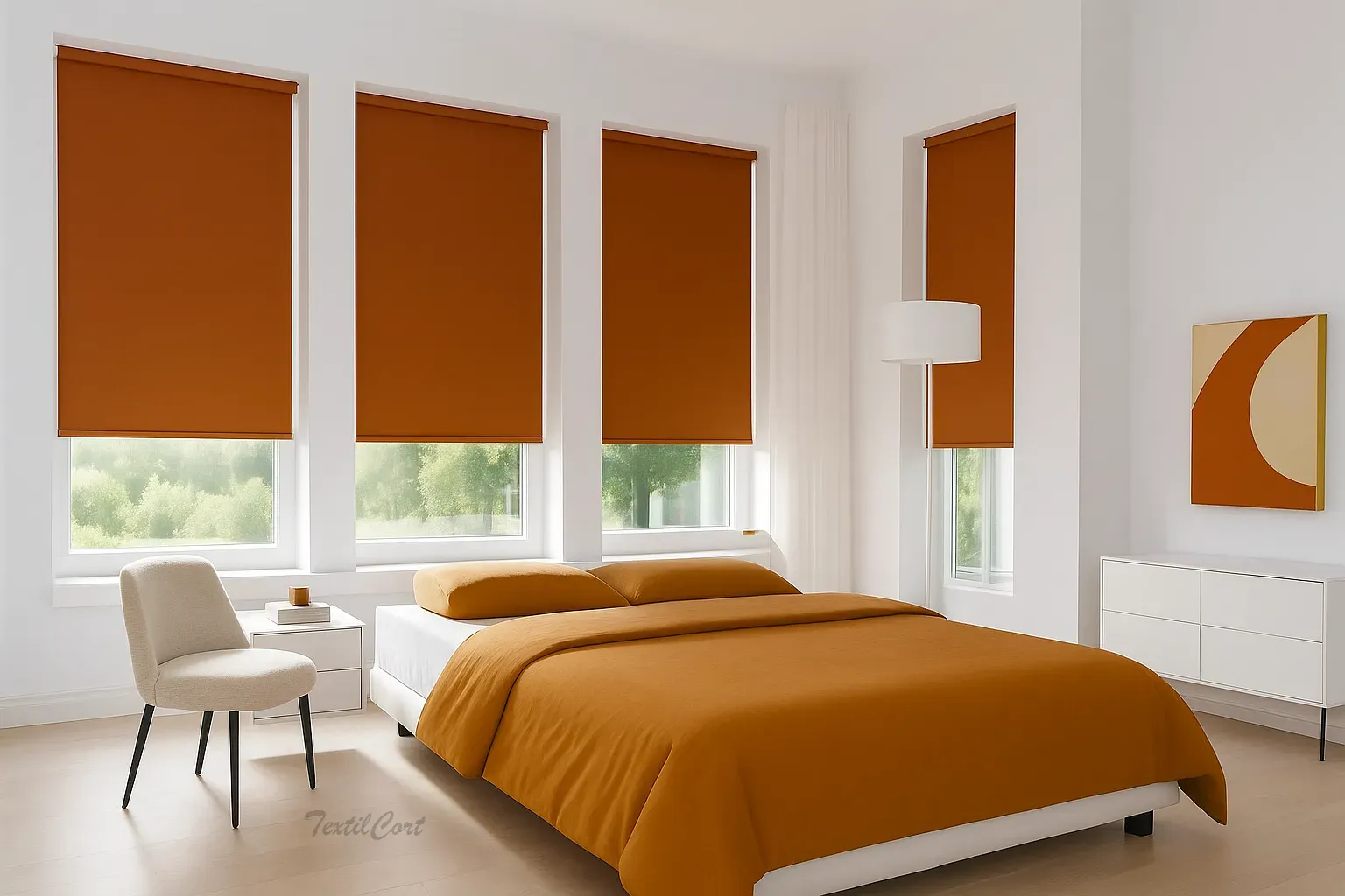 Estores enrollables opacos colores dormitorio TextilCort