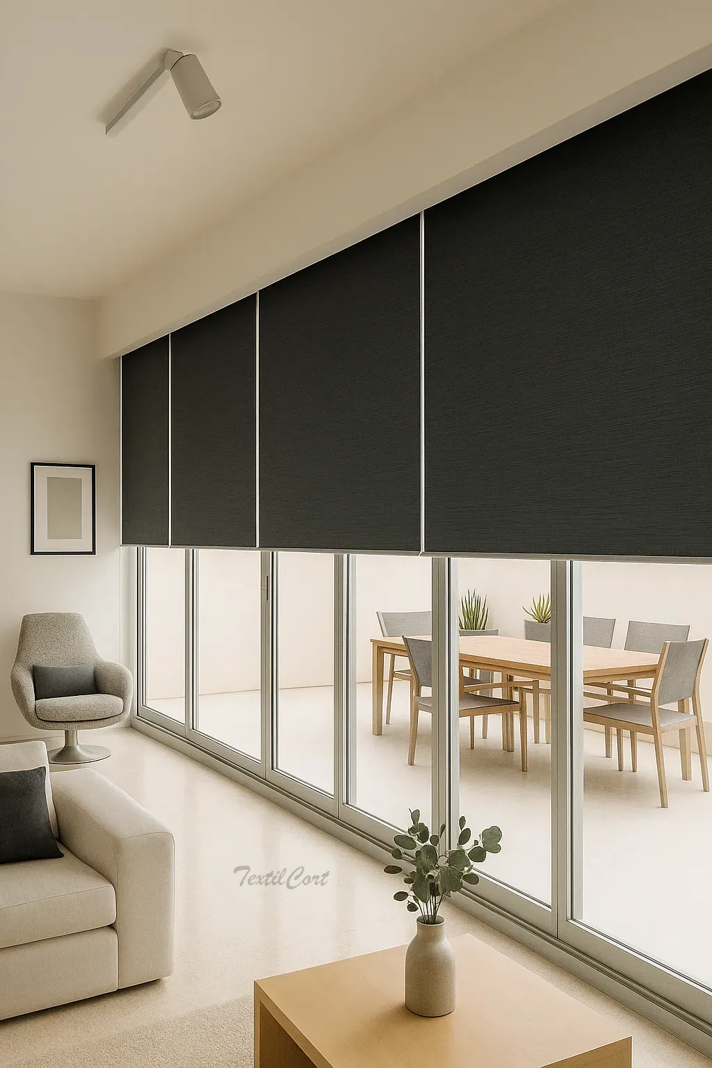 Estores enrollables opacos negros TextilCort