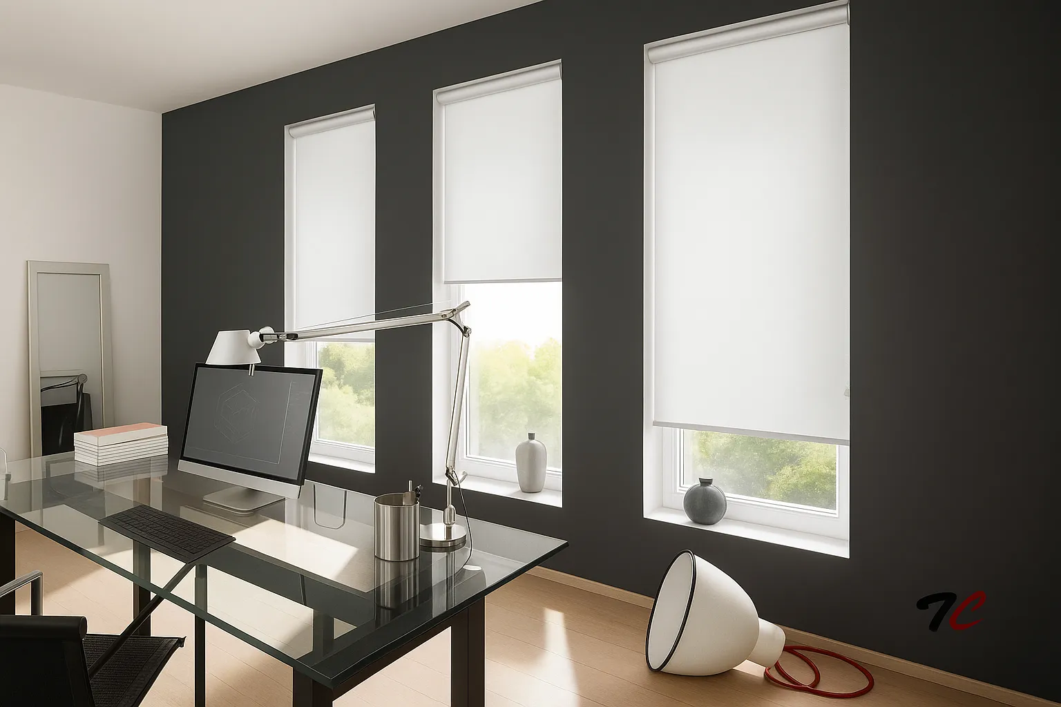 Estores enrollables opacos neutros despacho TextilCort