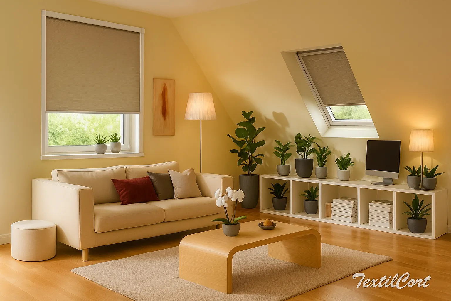 Estores enrollables opacos rojos TextilCort