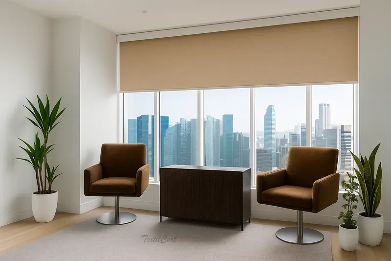 Estor enrollable opaco marron salon TextilCort