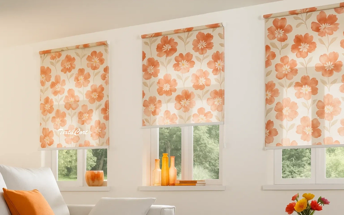 Estores enrollables resinados estampado floral textilcort