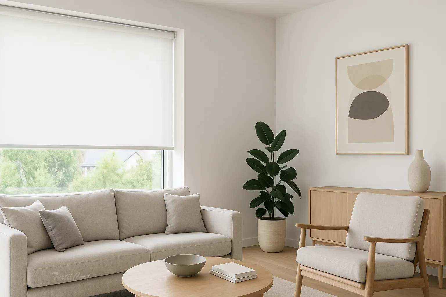 Estor enrollable resinado blanco salon textilcort