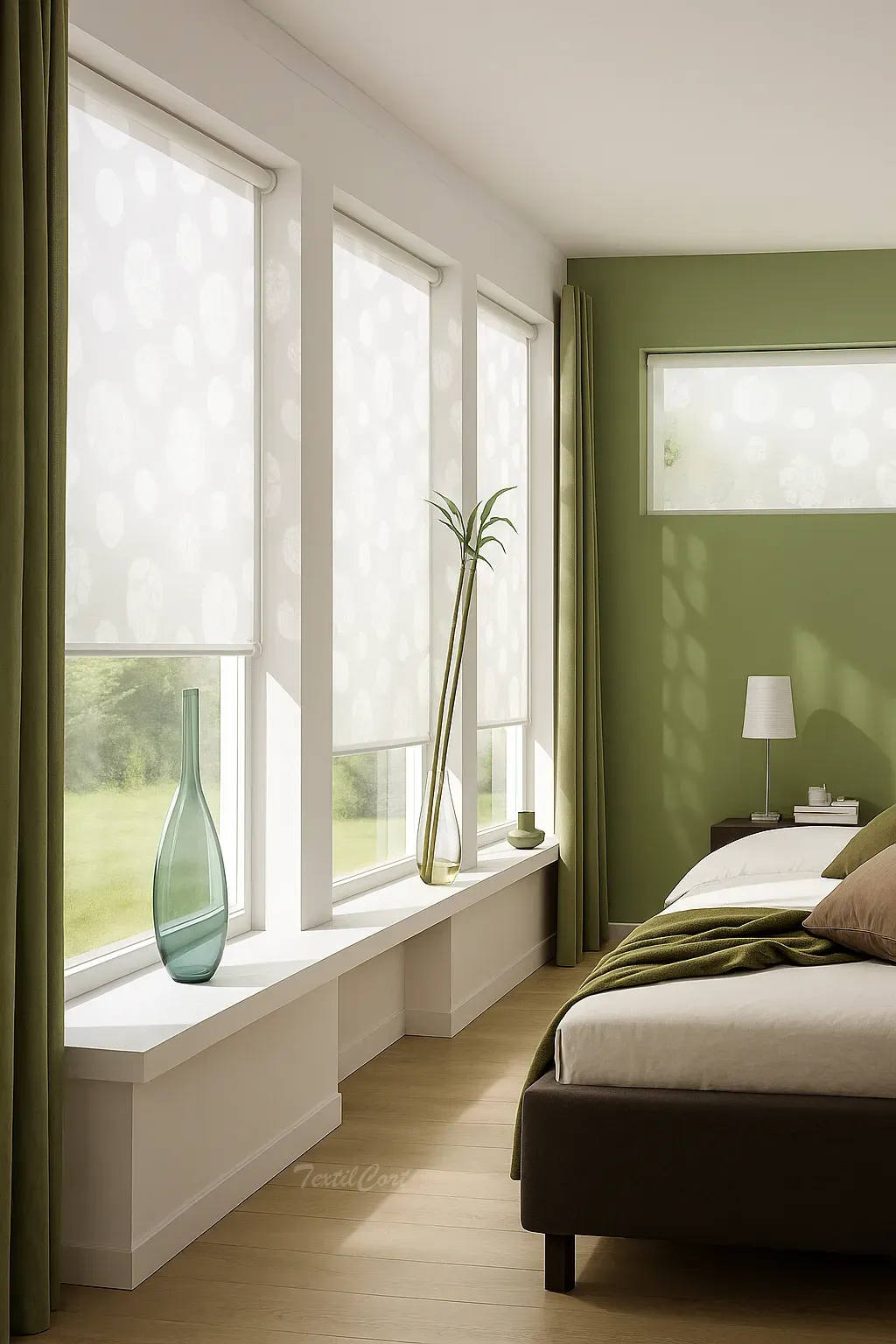 Estores enrollables resinados estampados con cortinas textilcort