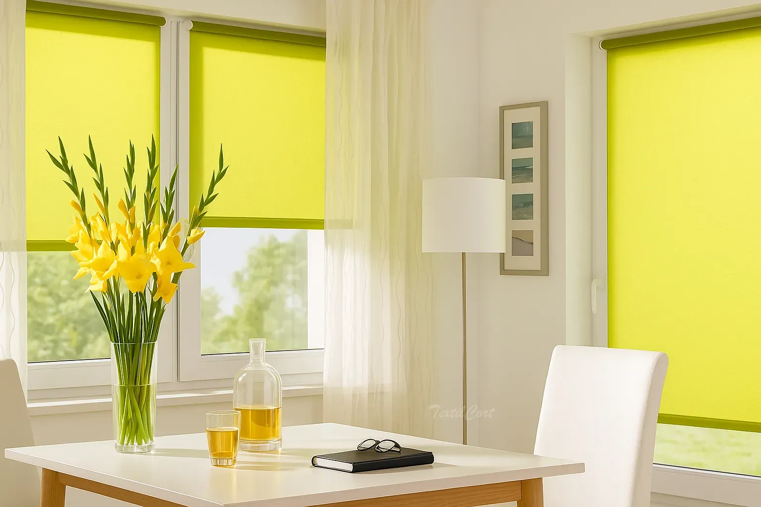 Estores enrollables resinados lisos pistacho textilcort