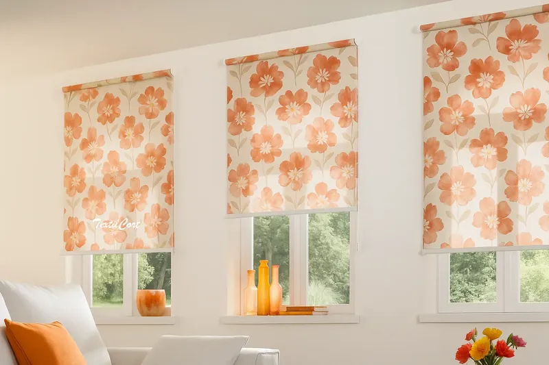 Estores enrollables resinados estampado floral TextilCort