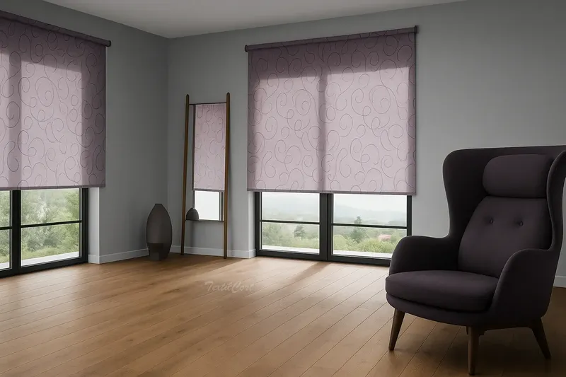 Estores enrollables resinados grabados malva TextilCort