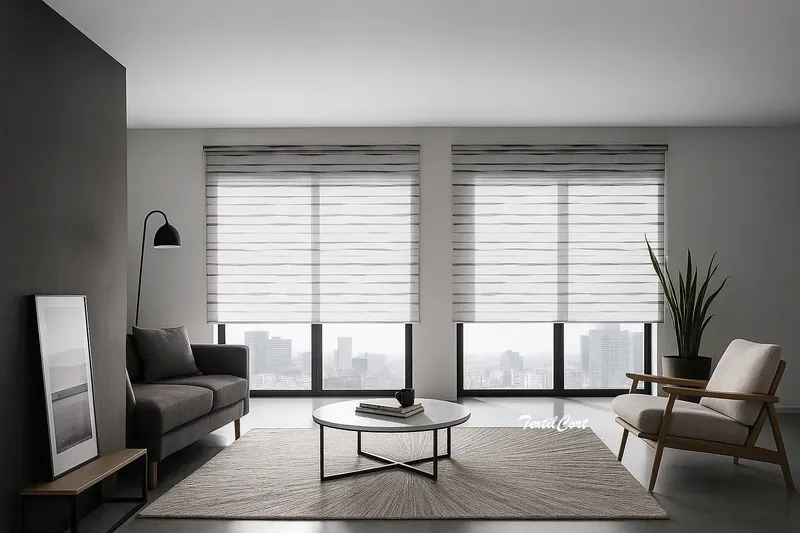 Estores enrollables resinados listados salon TextilCort