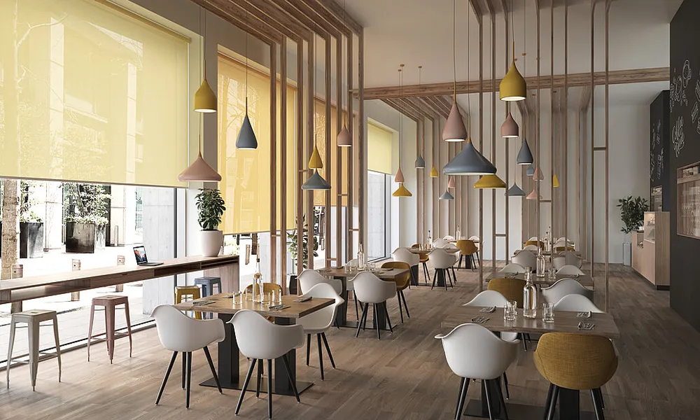 Foto estor enrollable screen amarillo