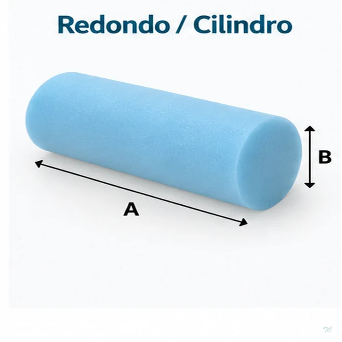 Espuma cilíndrica a medida con indicación de longitud y diámetro