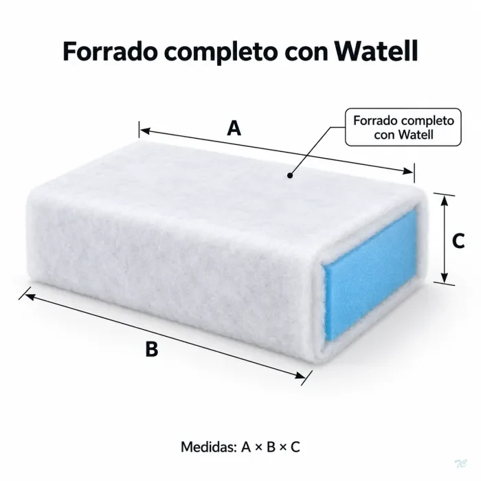 Espuma completamente forrada con watell