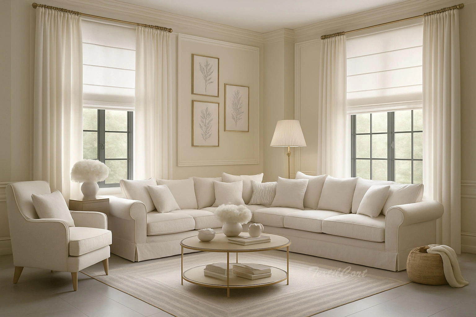 Salon Clasico Estores Naturales Con Cortinas Naturales Textilcort
