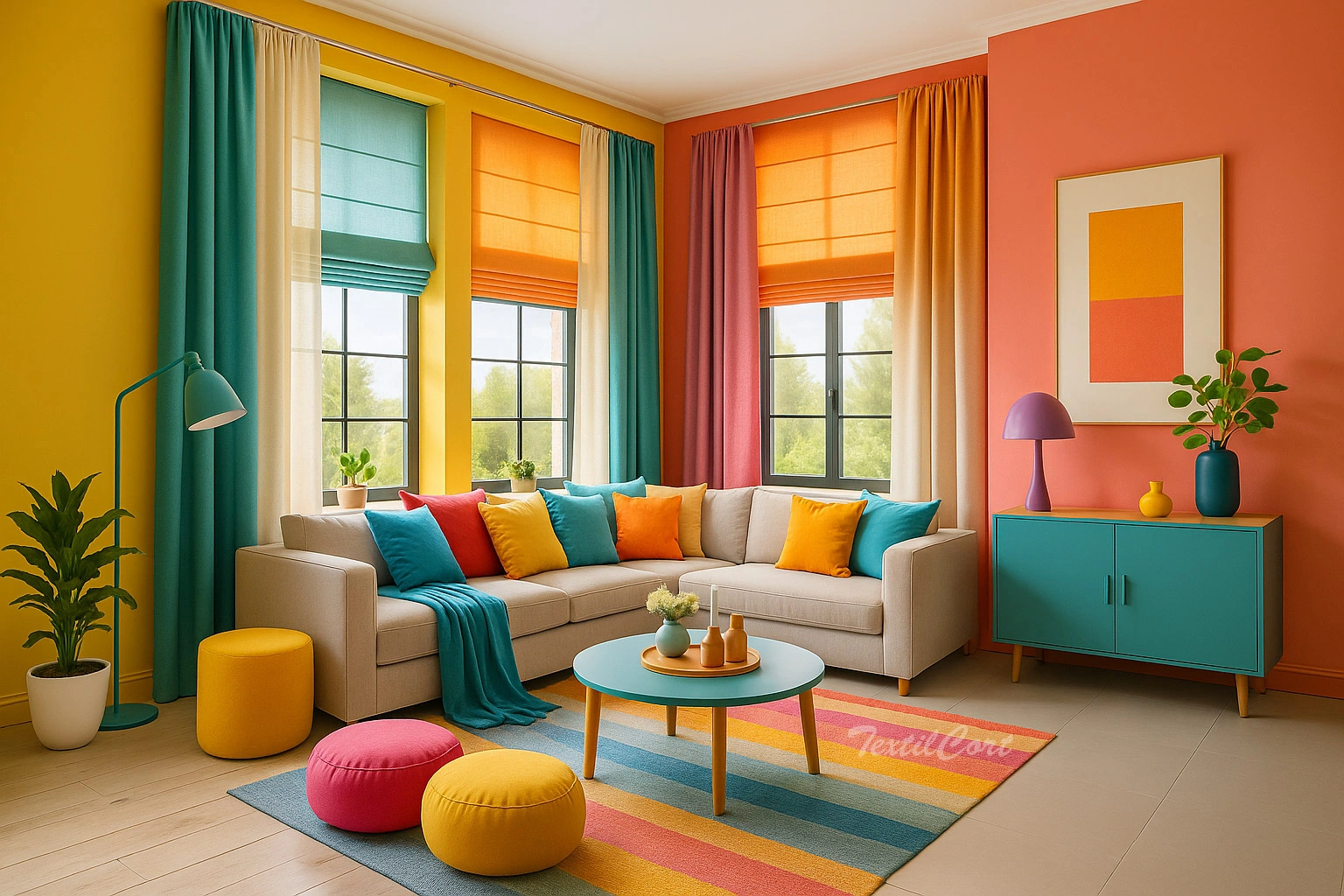 Salon Mid Century Modern Pop 4 Textilcort