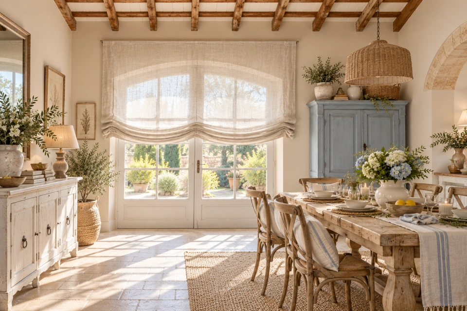 Provenzal comedor con estor paqueto