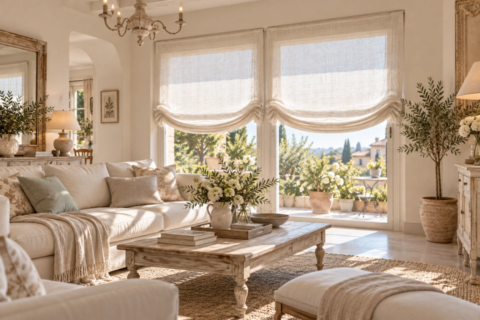 Provenzal salon con estores paqueto