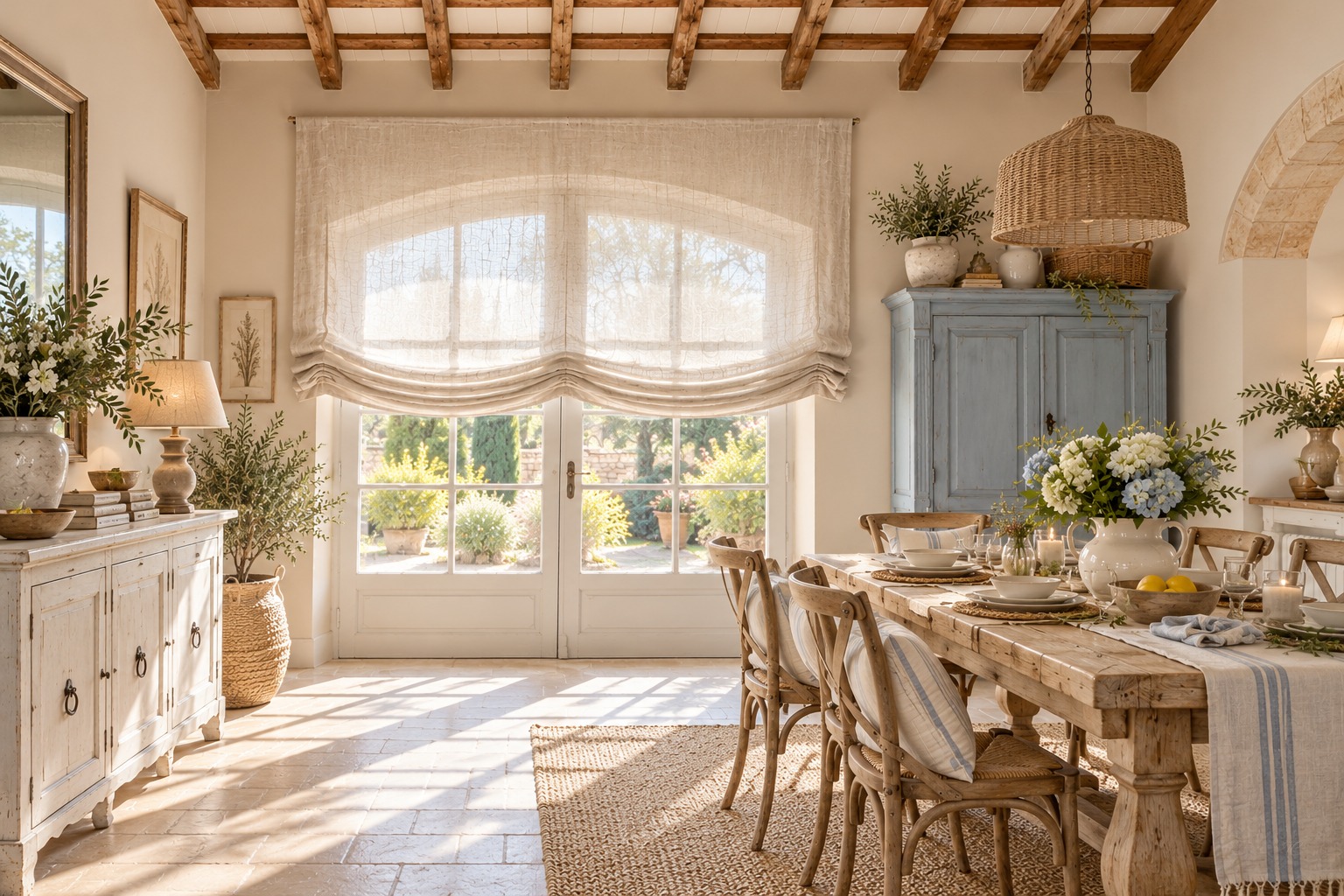 Provenzal comedor con estor paqueto