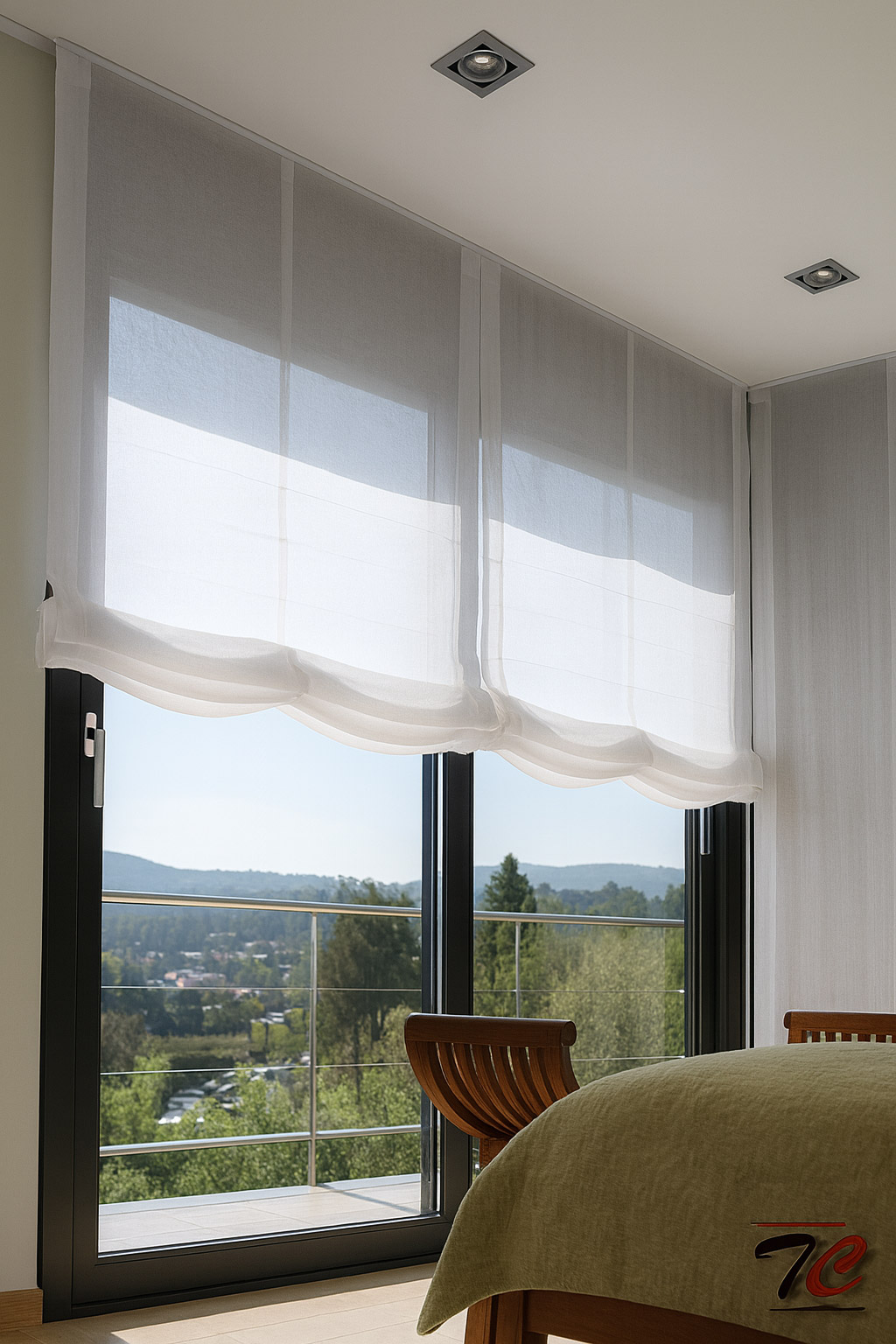 foto detalle estores textiles paqueto blanco