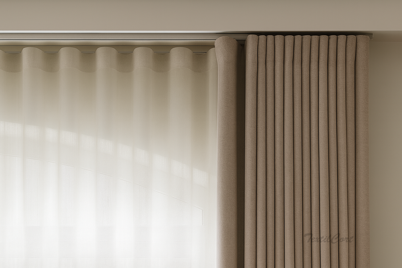 Doble cortina visillo y cortina decorativa onda perfecta 3 textilcort