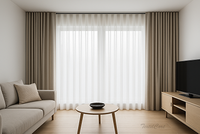 Doble cortina visillo y cortina decorativa onda perfecta 4 textilcort