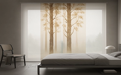 Panel japones impresion digital estilo naturaleza marron textilcort
