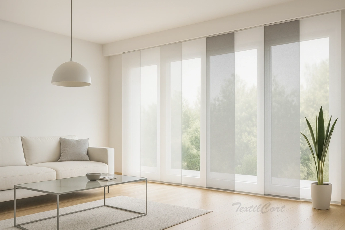 Panel japonés colores lisos blanco gris moderno