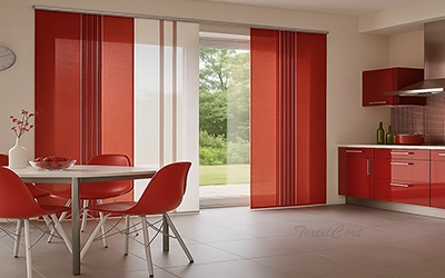 Panel japones listado cocina rojos textilcort