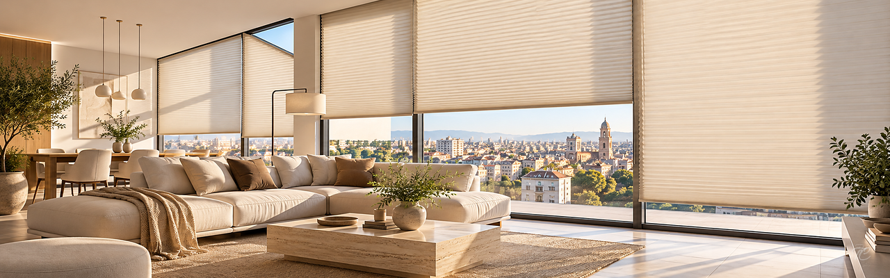 Cortinas plisadas Duette® MHZ con estructura de nido de abeja
