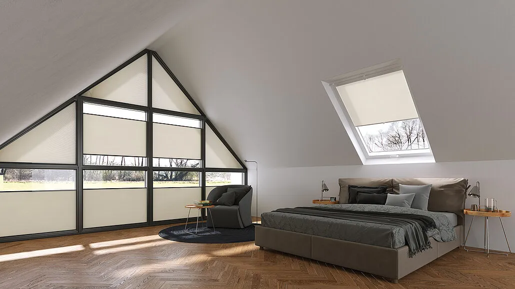 Cortinas plisadas Duette® de MHZ para formas especiales y ventanas trapezoidales