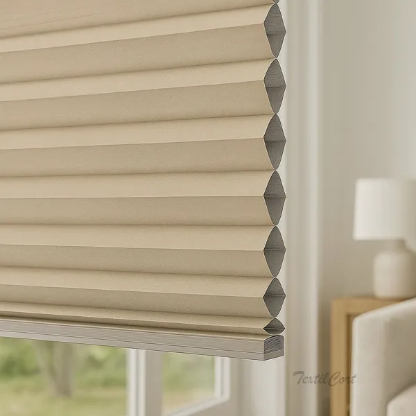 Foto textiles de cortina plisada opaca beig duette de MHZ