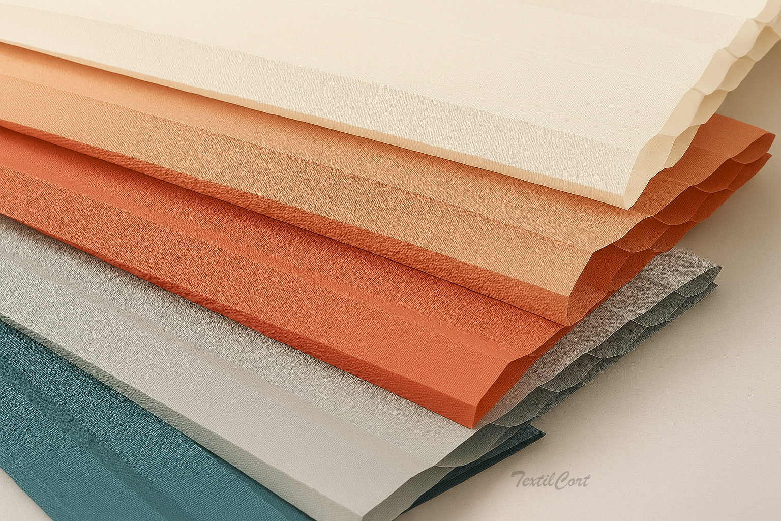 Foto en detalle de textiles de cortinas plisadas duette de MHZ