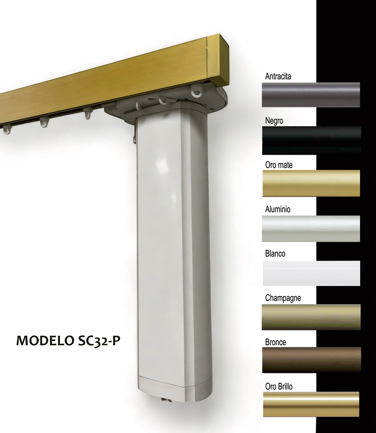 Foto riel decorativo motorizado terminal tubo SC32-P