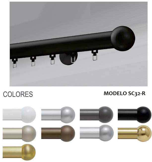 Foto riel decorativo motorizado SC32-R terminales redondos