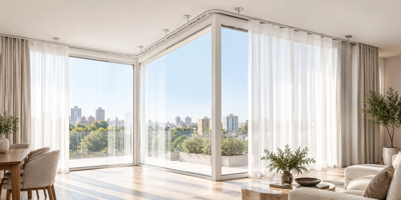 Riel curvable para cortinas a medida TextilCort, ejemplo 3